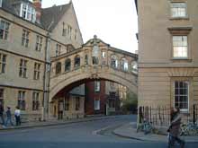 Veduta del ponte dei sospiri di Oxford 